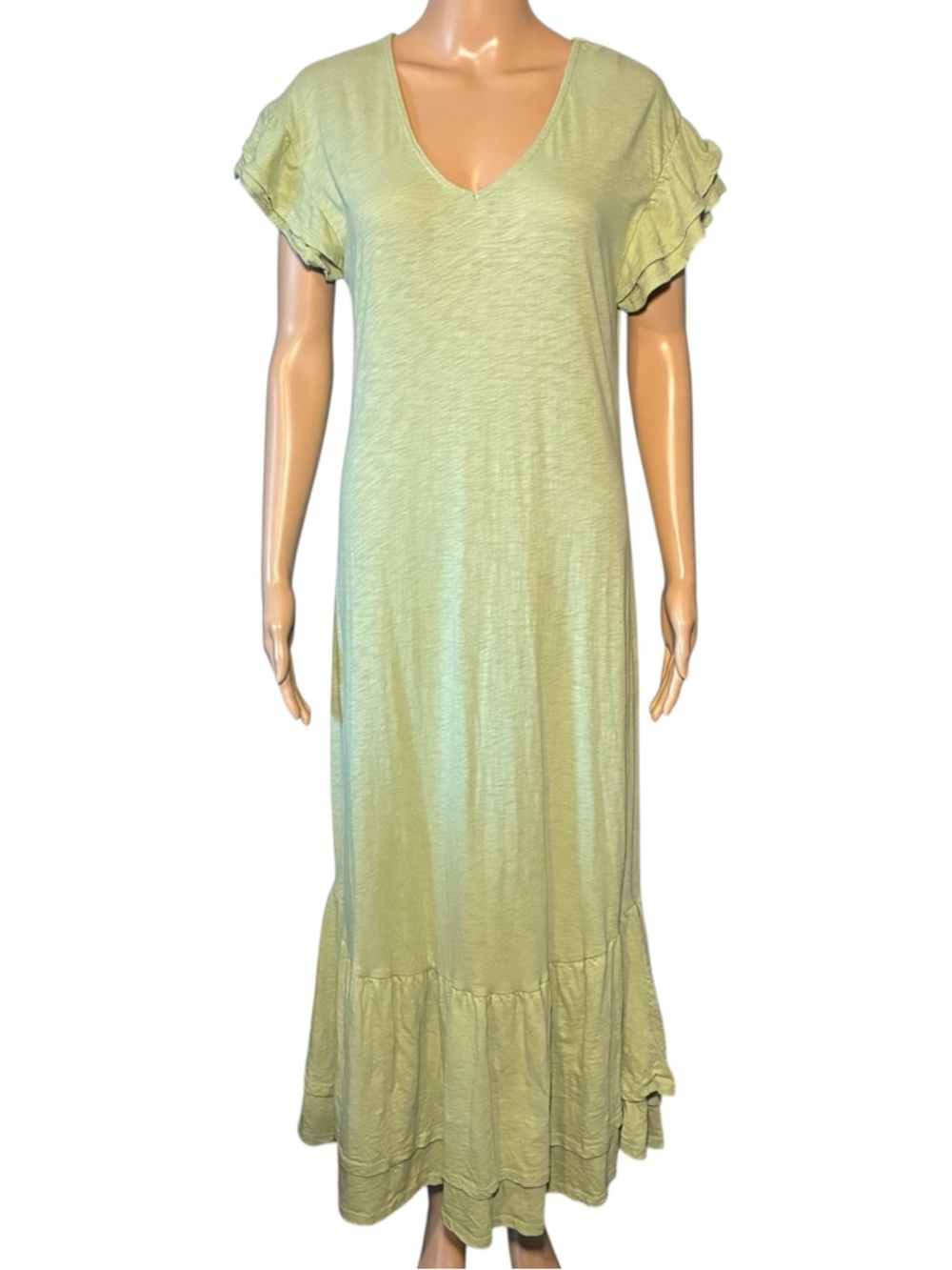 Z Supply Women's Sundress Size S 100% Cotton Maxi Pullover Short Ruffle Sleeve